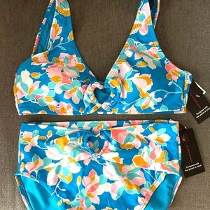 NWT No Boundaries 2piece Swimsuit Aqua Floral.